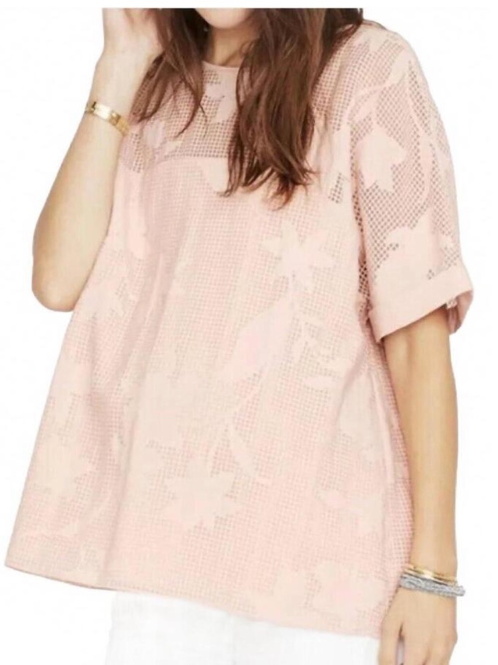 Hatch Floral Top in blush baby pink